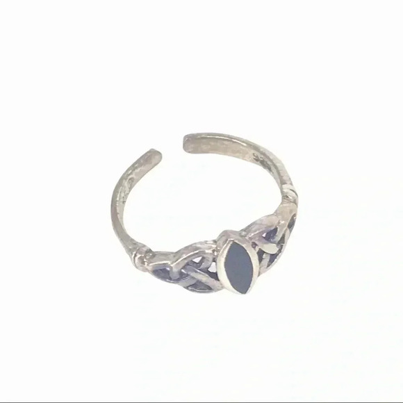 VICTORIAN GOTHIC INSPIRED MOODY TWISTED TRINITY DARK ACADEMIA TOE RING 925 XS - Picture 4 of 10